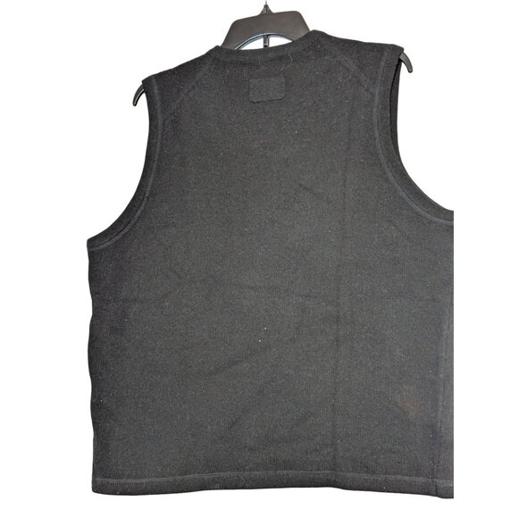 Heather Tweed Black Lambswool V-Neck Sweater Vest M Mens Warm Classic - Picture 4 of 4